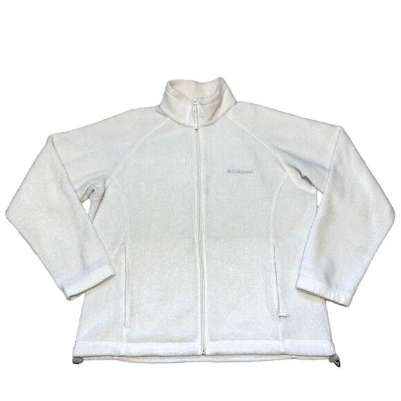 Columbia Womens Full Zip Casual Outdoor Fleece Sweatshirt Jacket White Large - Picture 1 of 9